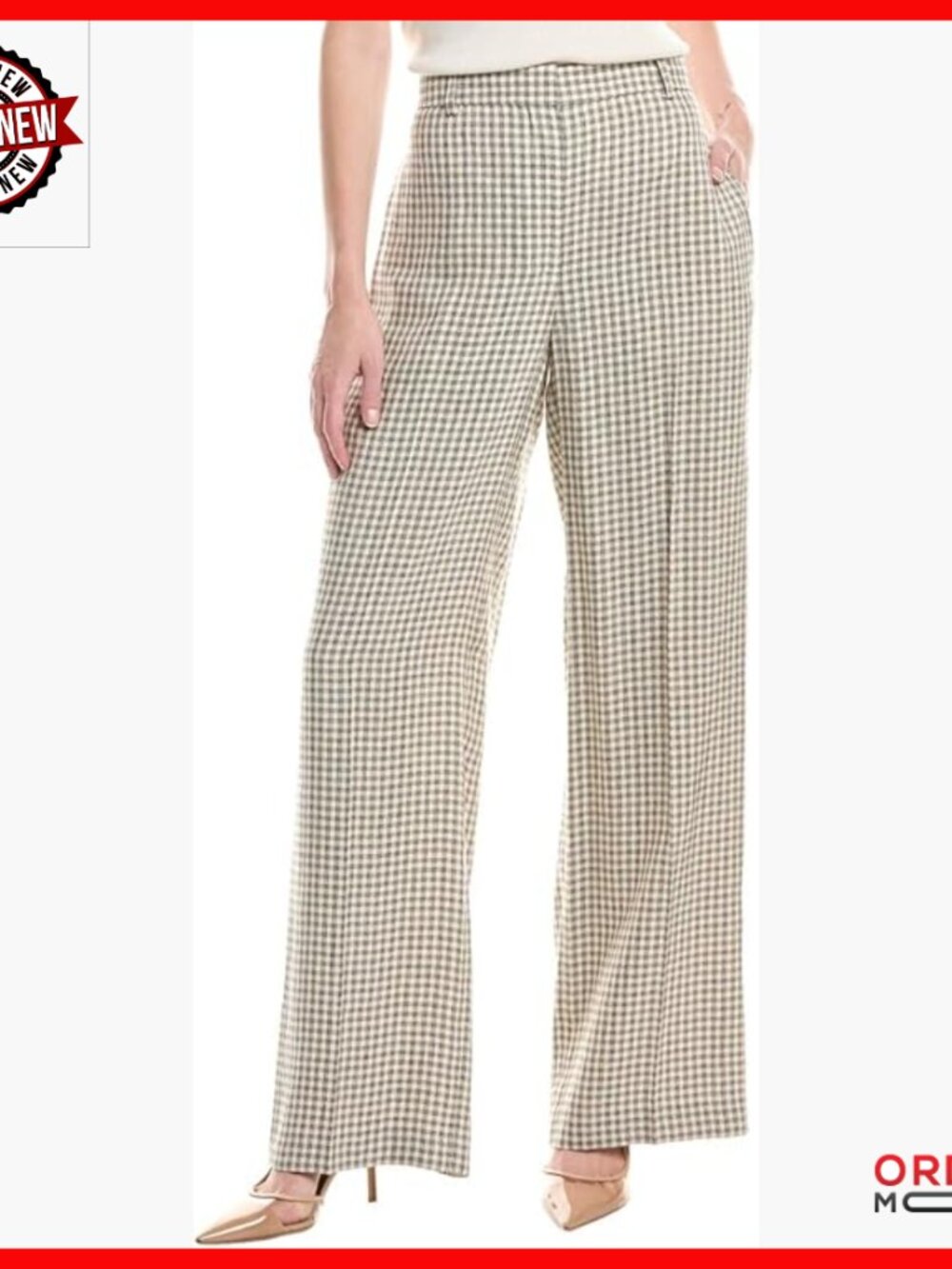 High Rise Straight Leg Work Trousers With Front And Back Pockets